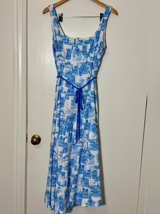 Karl Lagerfeld Dresses & Skirts - Karl Lagerfeld White and Blue Printed Sleeveless Maxi Dress Size 10